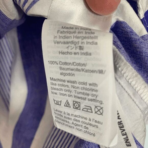 Re-imagined X J.Crew Women's Blue/White Stripes Quarter Button Long Sleeve Top S - Picture 2 of 8